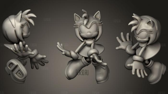 Amy rose pose 3d stl for CNC
